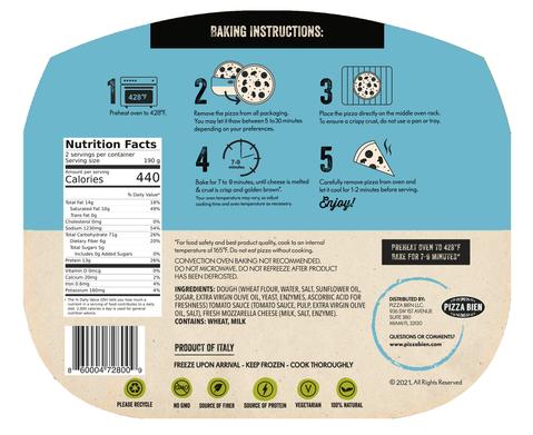 Baking Instructions For Margherita Frozen Pizzas - Pizza Bien